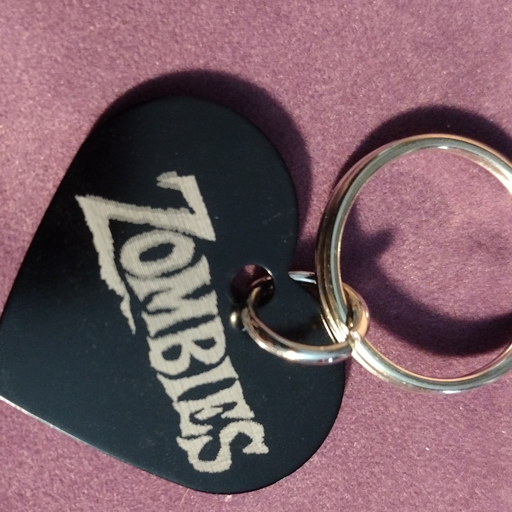 Black Heart Keychain with Zombies Design